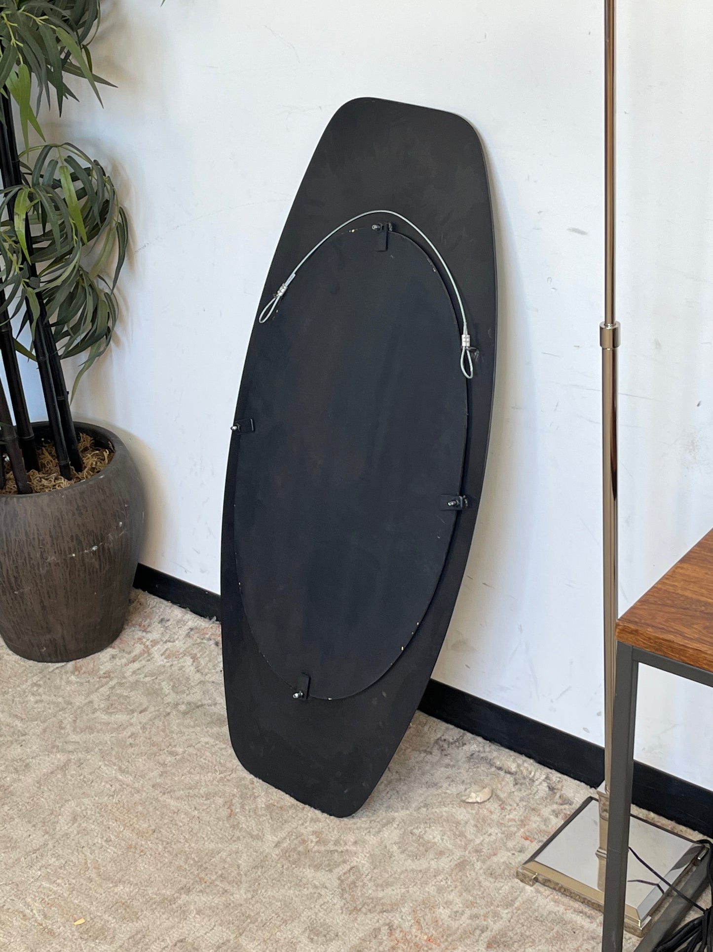 Modern Black Oval Metal Wall Mirror