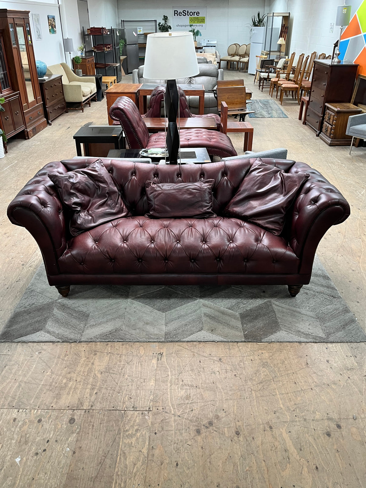 Faux Leather Tufted Club Couch
