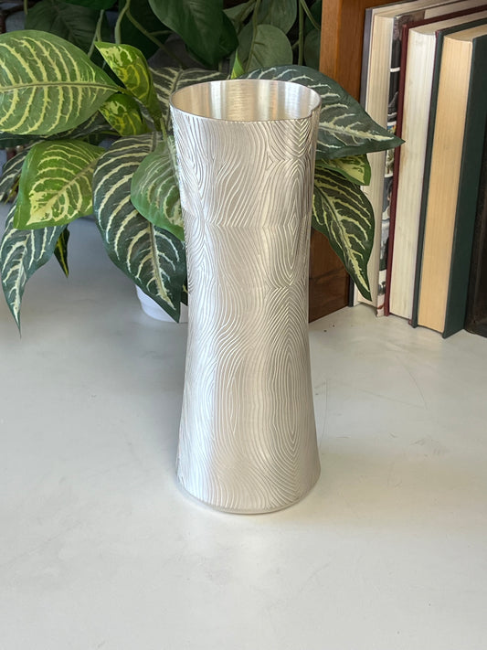 Etched 10" Metal Silver Vase/Pitcher