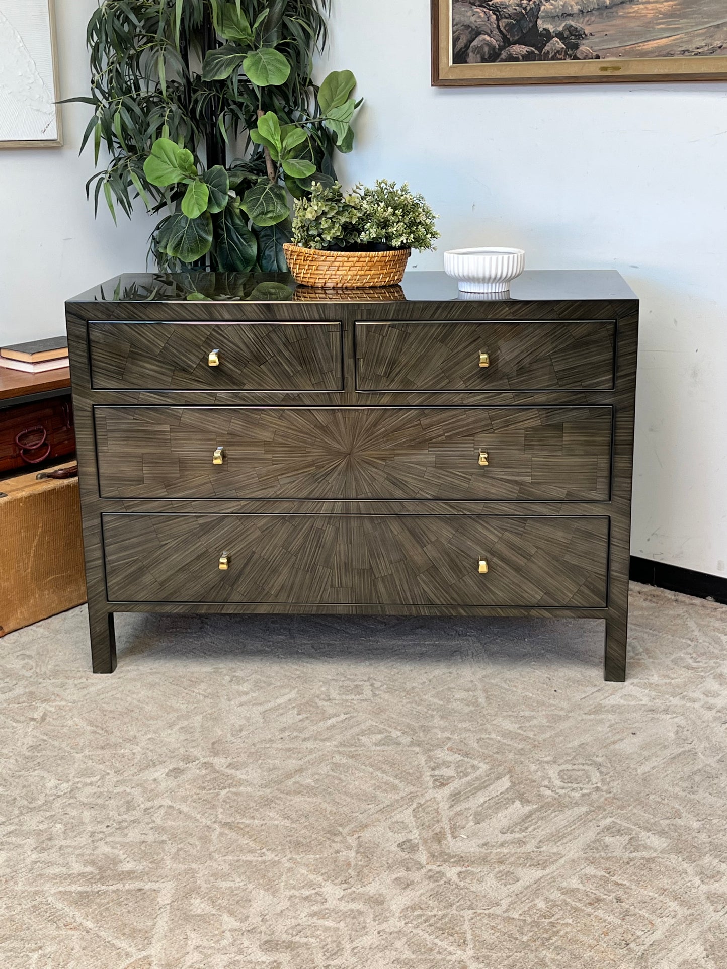 Modern Faux Horn Olive Green Dresser
