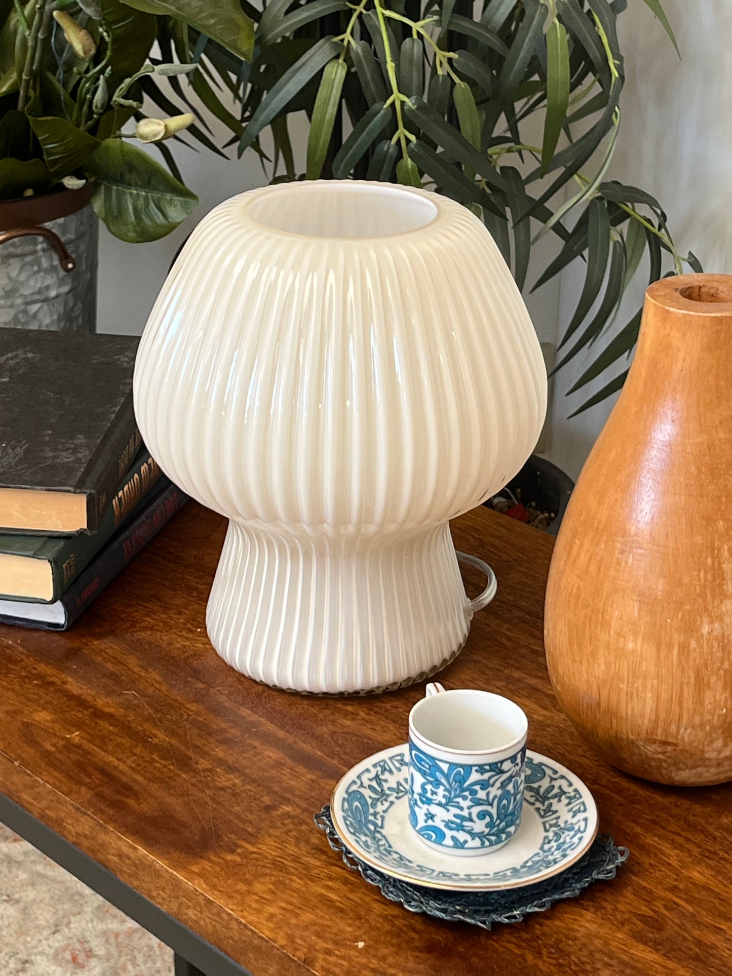 West Elm Ribbed Glass Shell Lamp