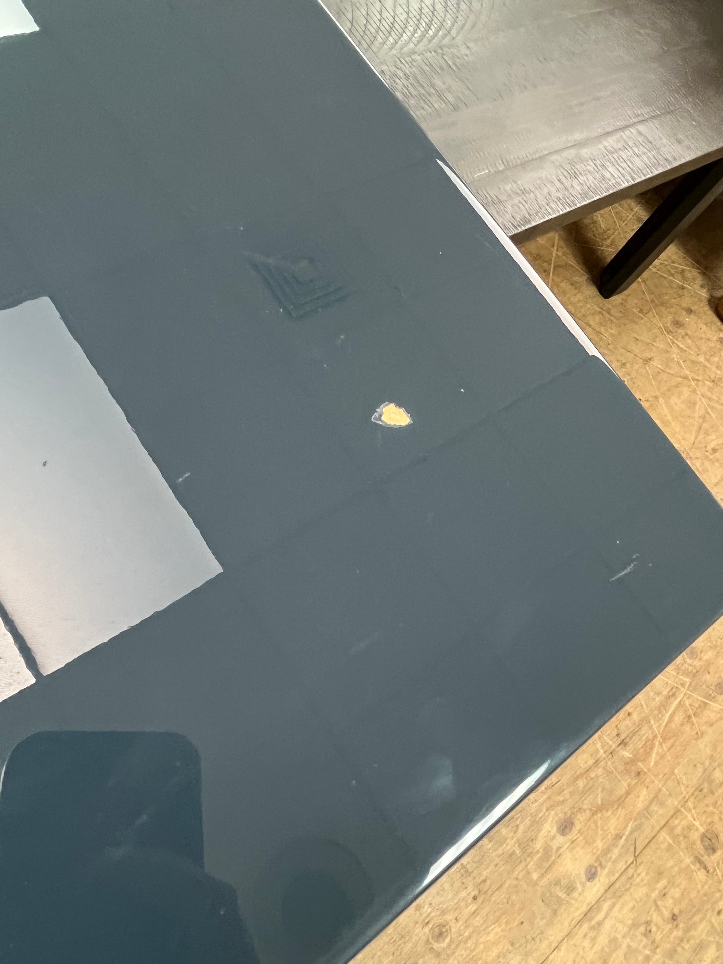 Blue Metal Base Work Desk