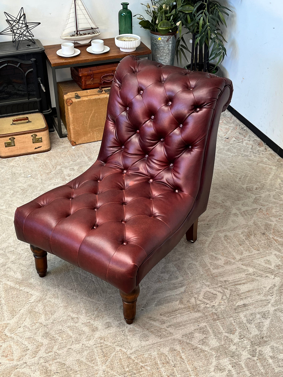 Faux Leather Tufted Club Chairs