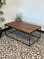 Brown Wooden Coffee Table With Metal Frame