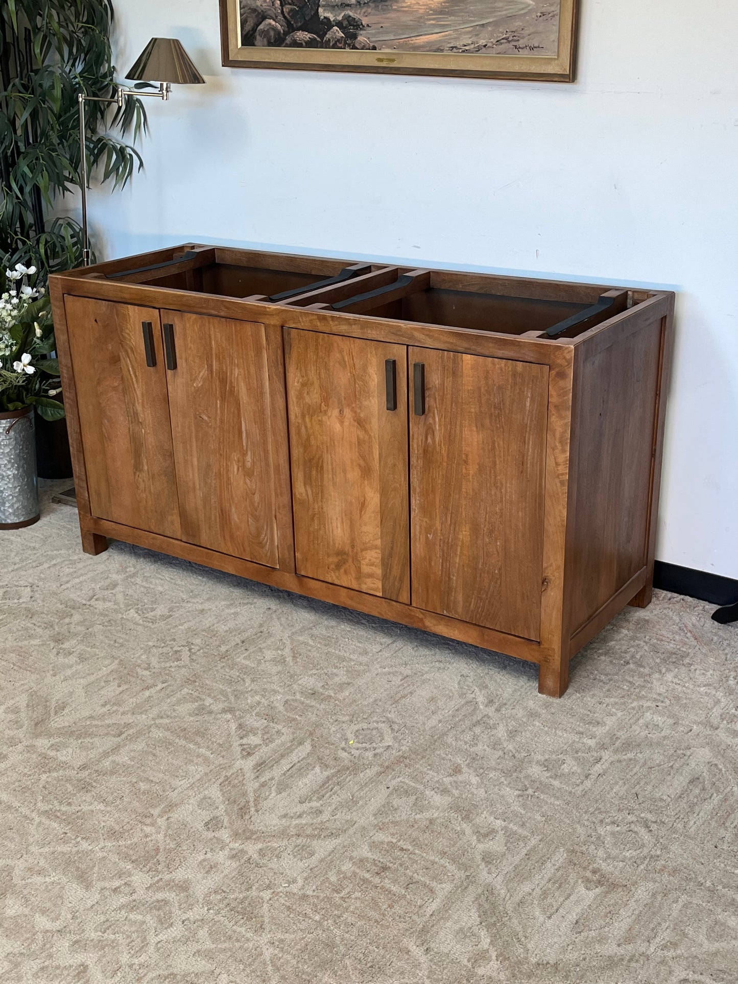 Modern Brown Double Wooden 60" Vanity