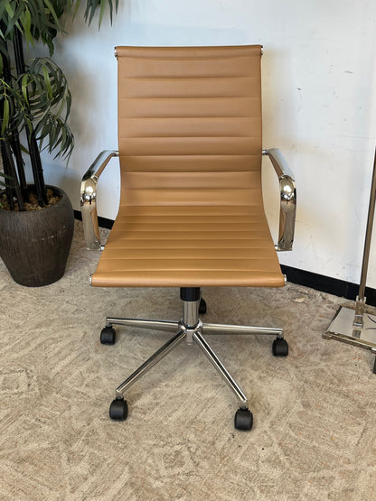Modern Brown Vinyl Office Chair