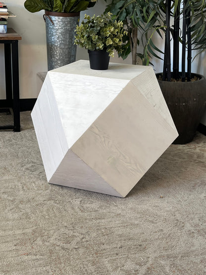 Geometric Cube White Nightsand