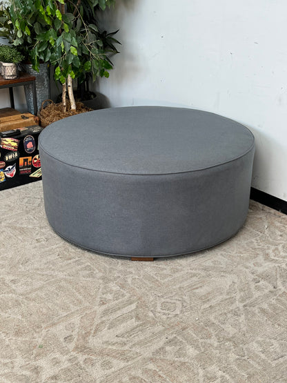 Modern 42" Round Blue Ottoman