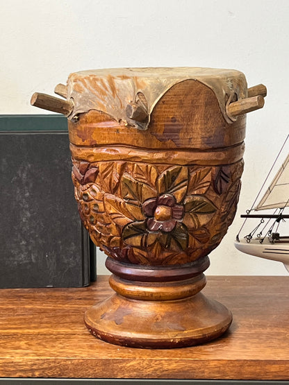 Vintage Hand-Carved St. Maarten Drum