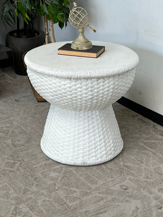 Modern White Stone Round Side Table