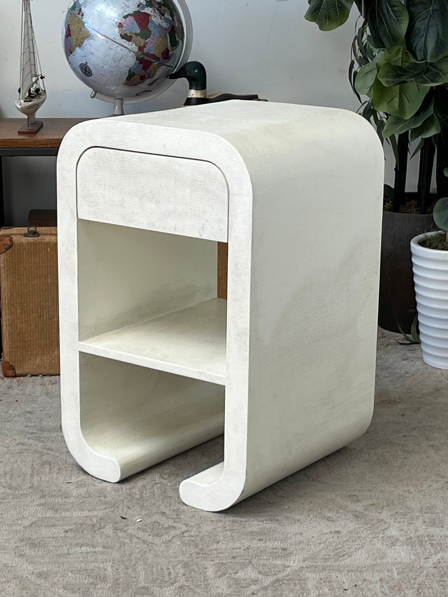 Modern Textured White Nightstand