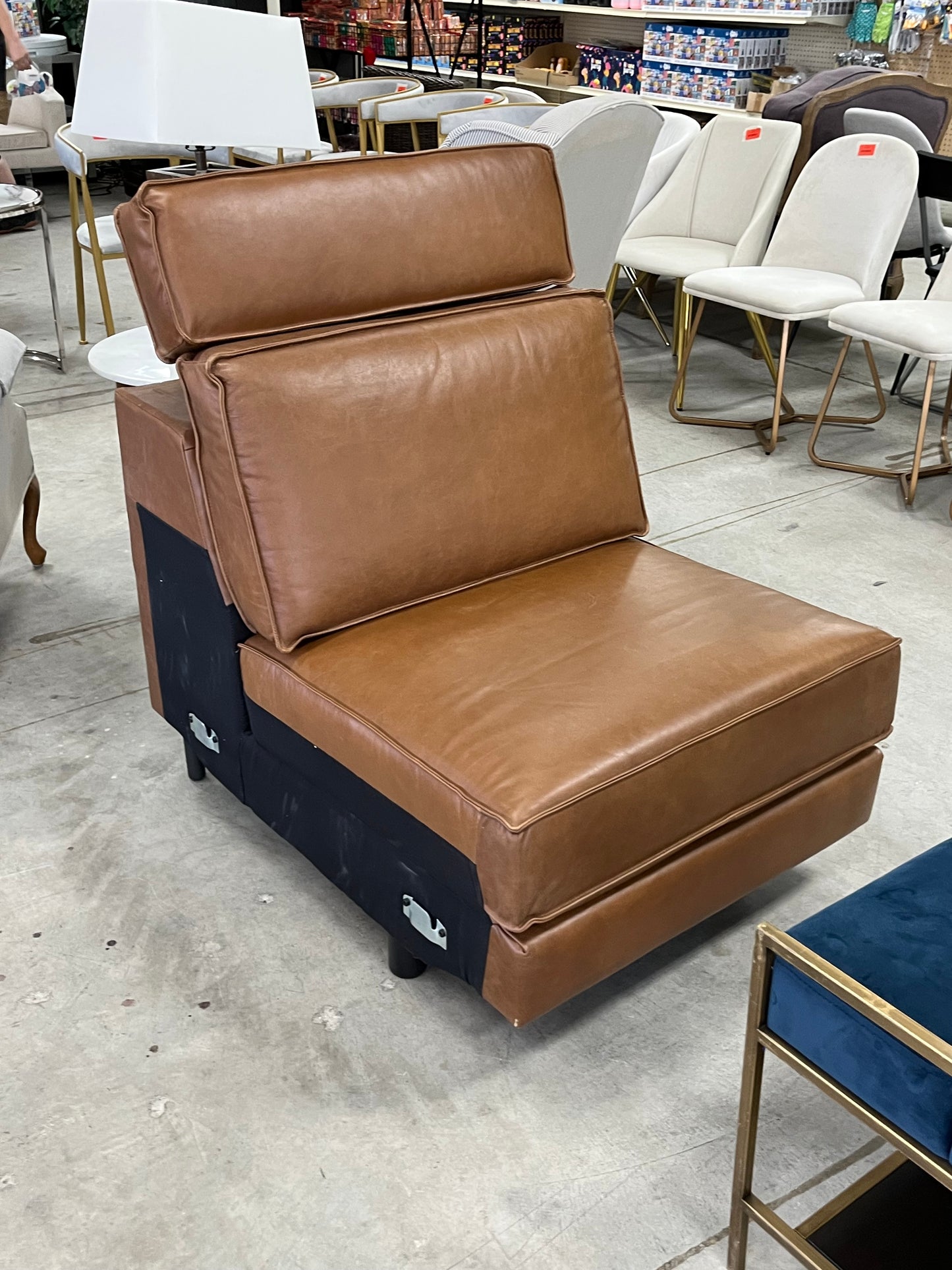 Armless Single Leather Chair