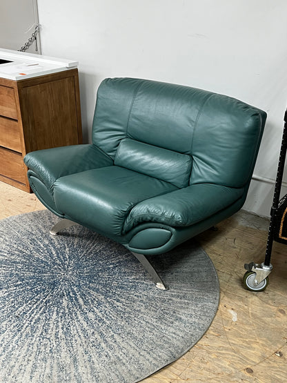 Post Modern Green Leather Armchair