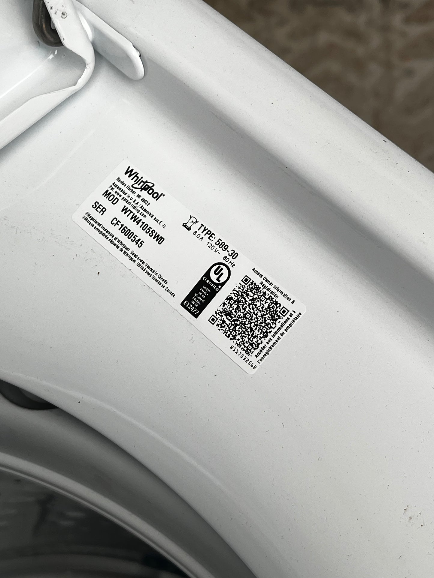 Whirlpool 4.5 cu. ft. Top Load Washer - Dented