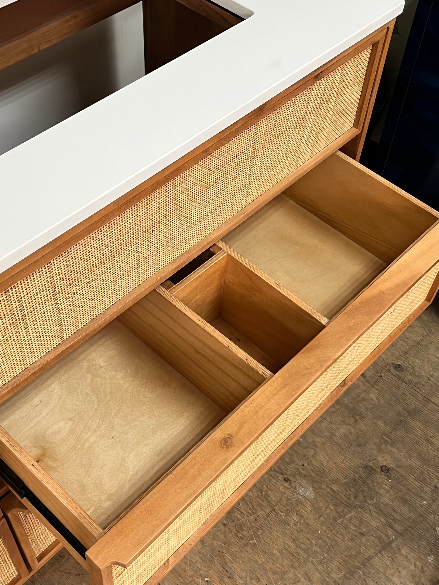 Modern Rattan 65.5" Double Bathroom Vanity