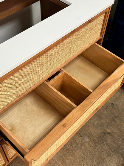 Modern Rattan 65.5" Double Bathroom Vanity
