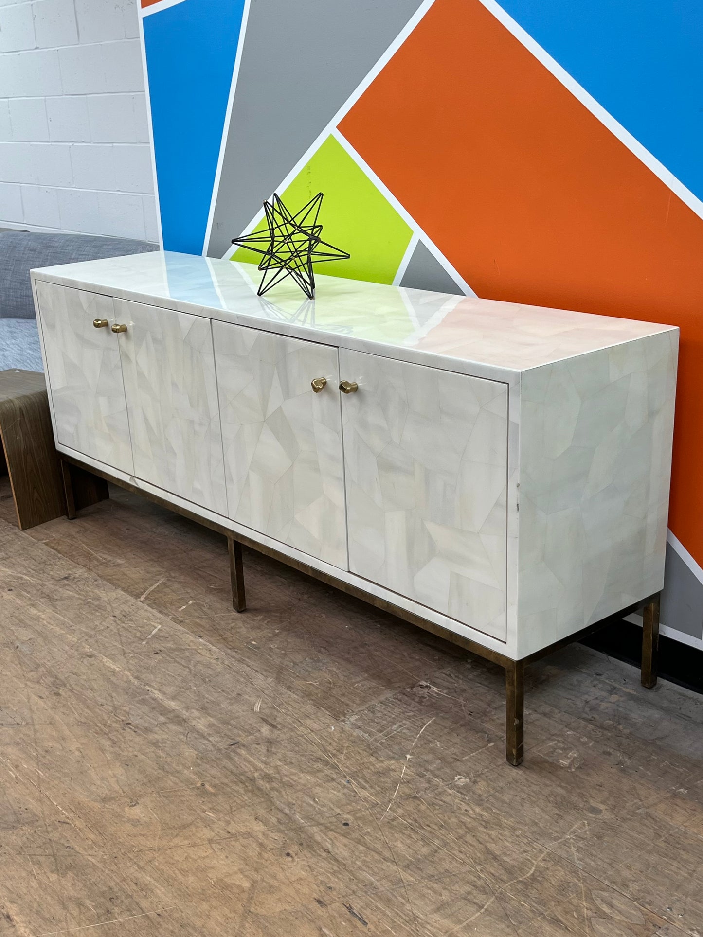 Modern White 4-Door Credenza