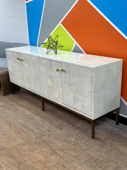 Modern White 4-Door Credenza