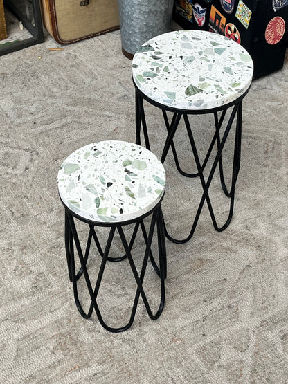 Bent Metal Ceramic Plant Stands Set Of 2