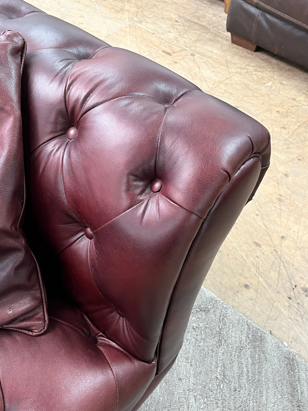 Faux Leather Tufted Club Couch