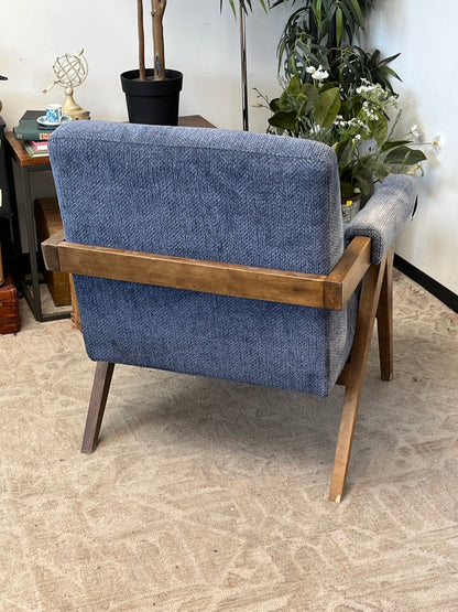 Blue Wooden Accent Chair