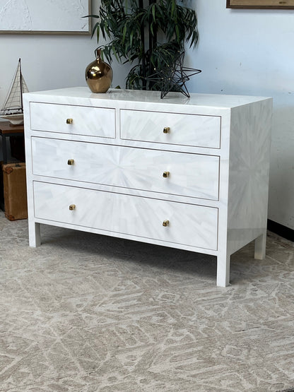Modern Faux Horn White Dresser