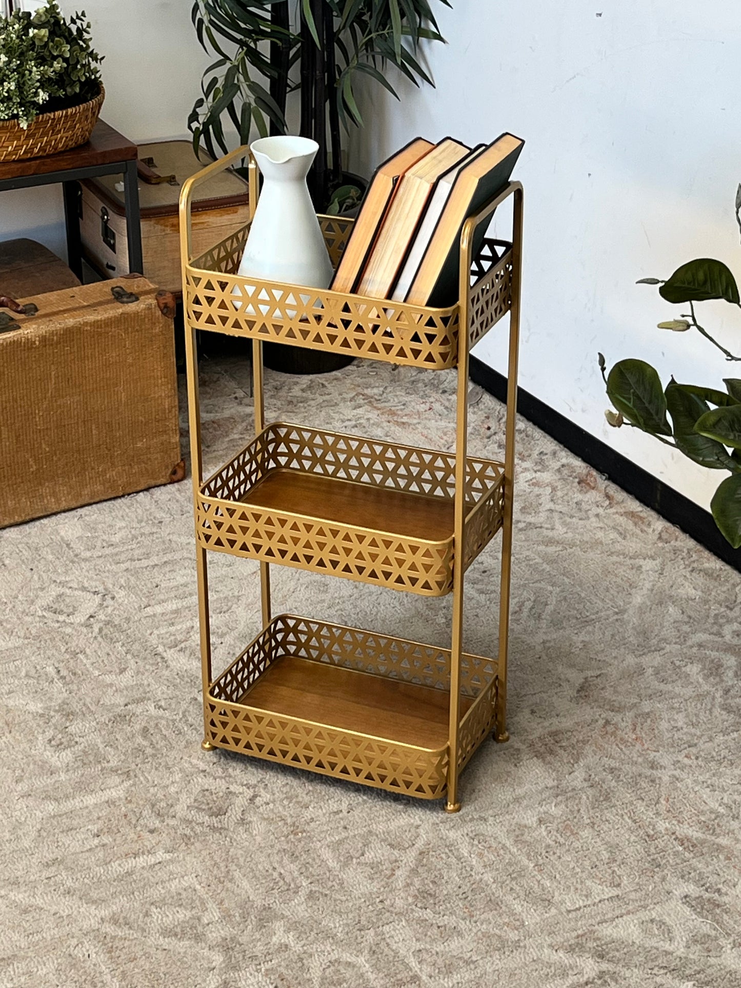 Modern Gold Tone 3-Tier Rack