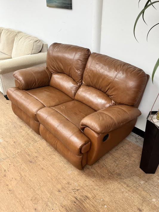 Modern Reclining Faux Leather Loveseat