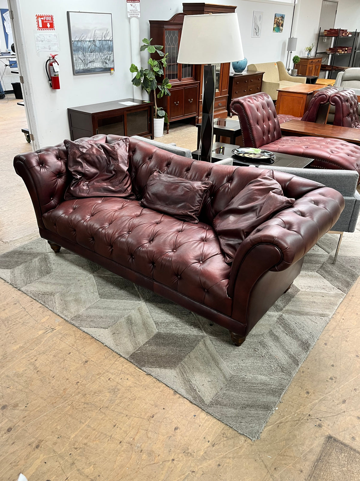 Faux Leather Tufted Club Couch