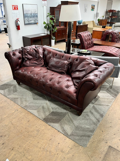 Faux Leather Tufted Club Couch