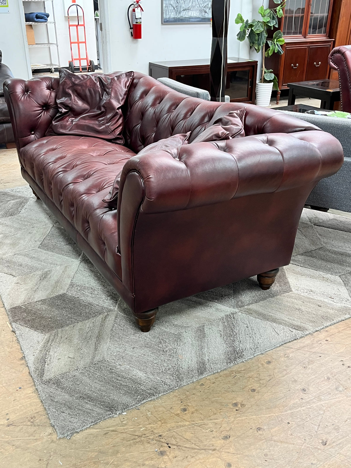 Faux Leather Tufted Club Couch