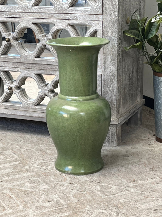 Vintage Green 23" Ceramic Vase