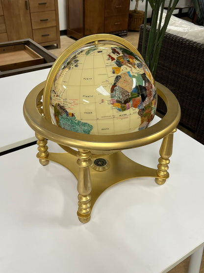 Table Top World Globe with Gemstones