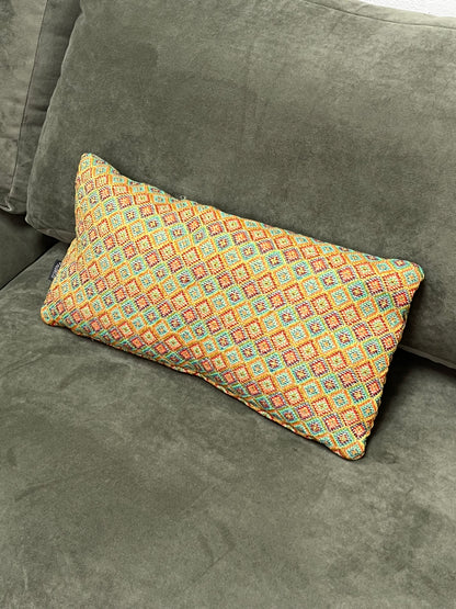 10" Orange Moroccan Style Geometric Pillow