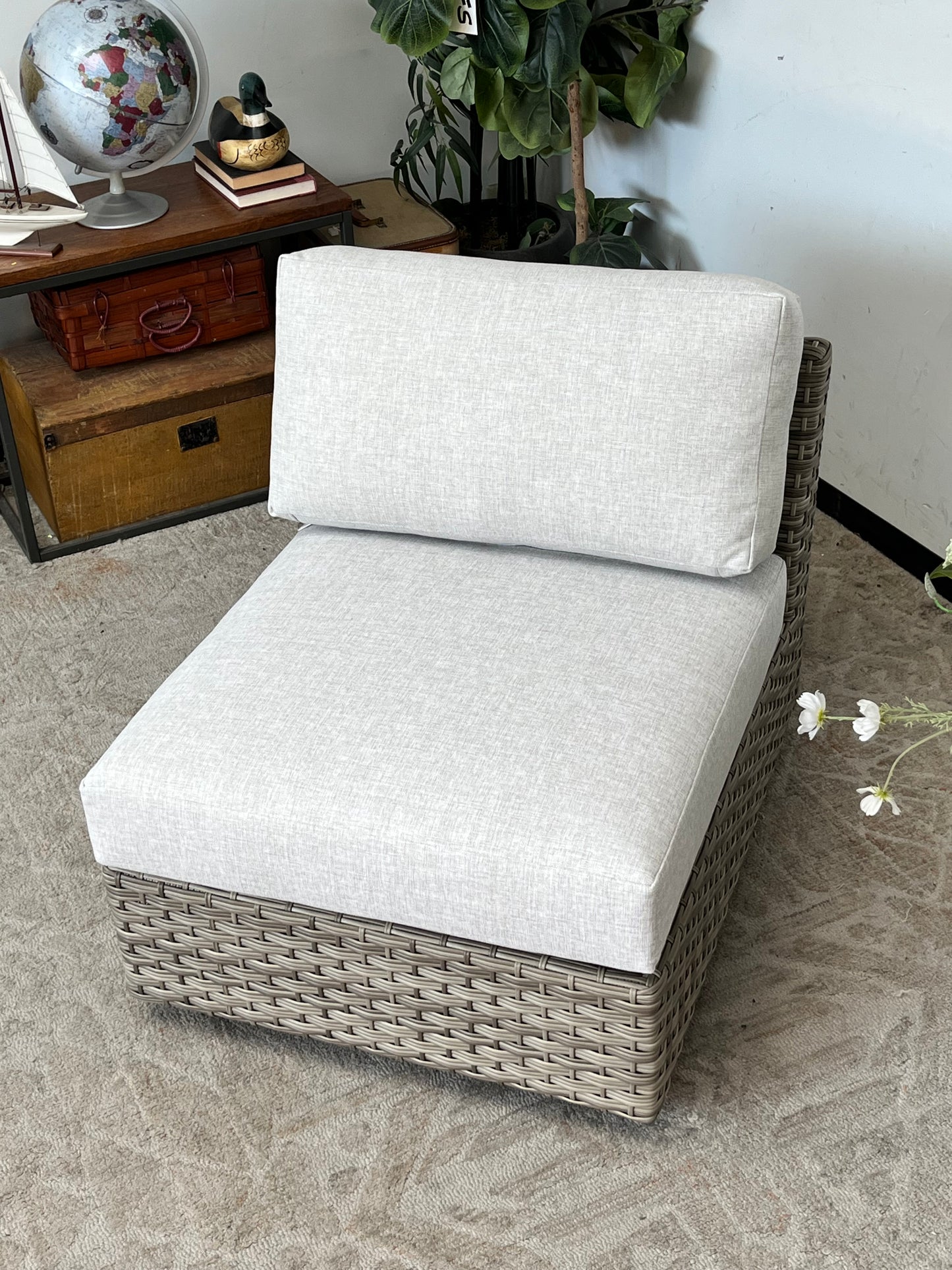 Wicker Outdoor Armless Chair