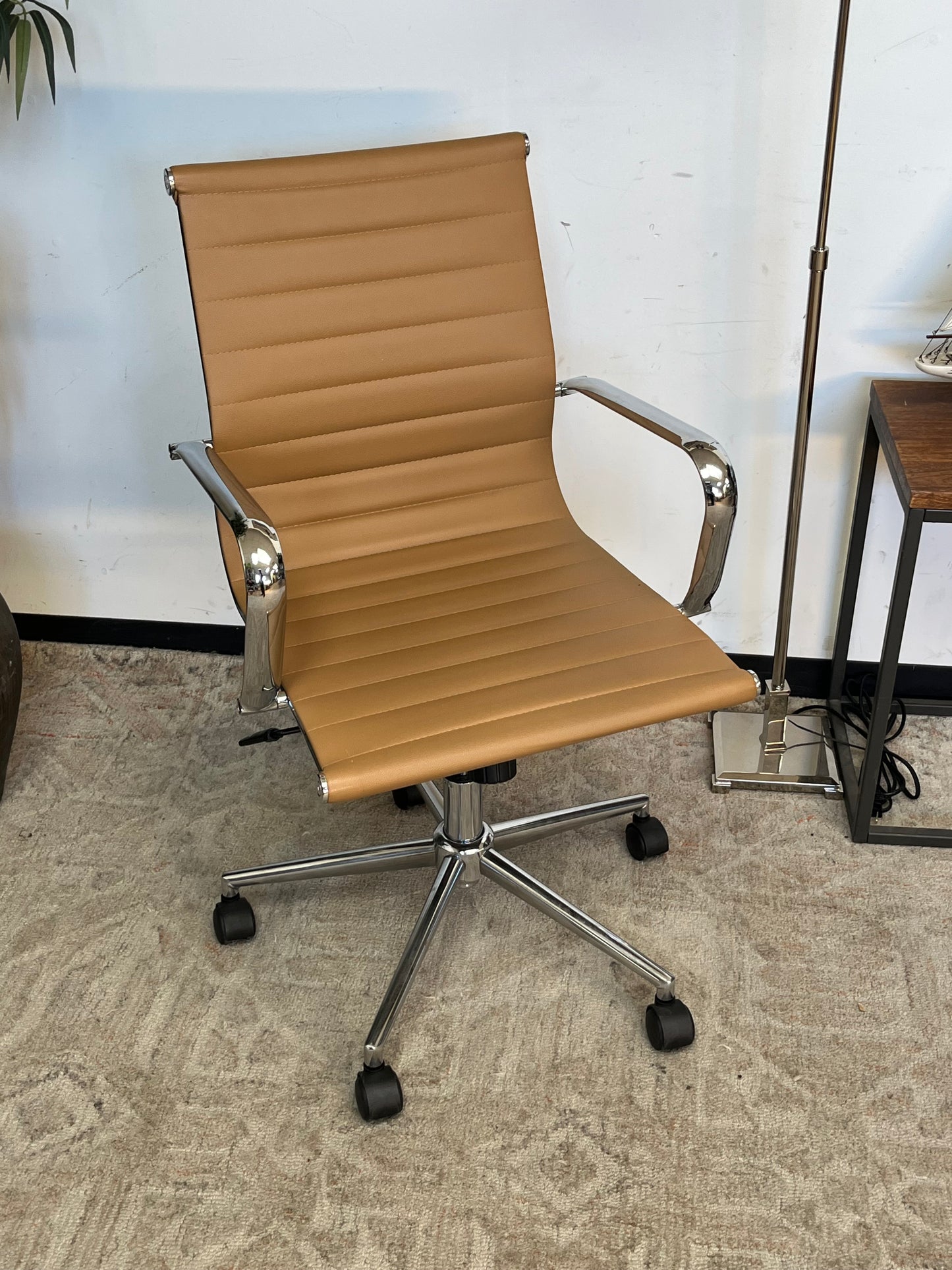 Modern Brown Vinyl Office Chair