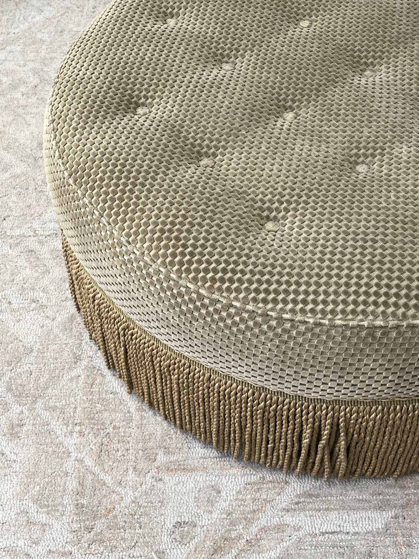 Henredon Oval Shaped Linen Ottoman