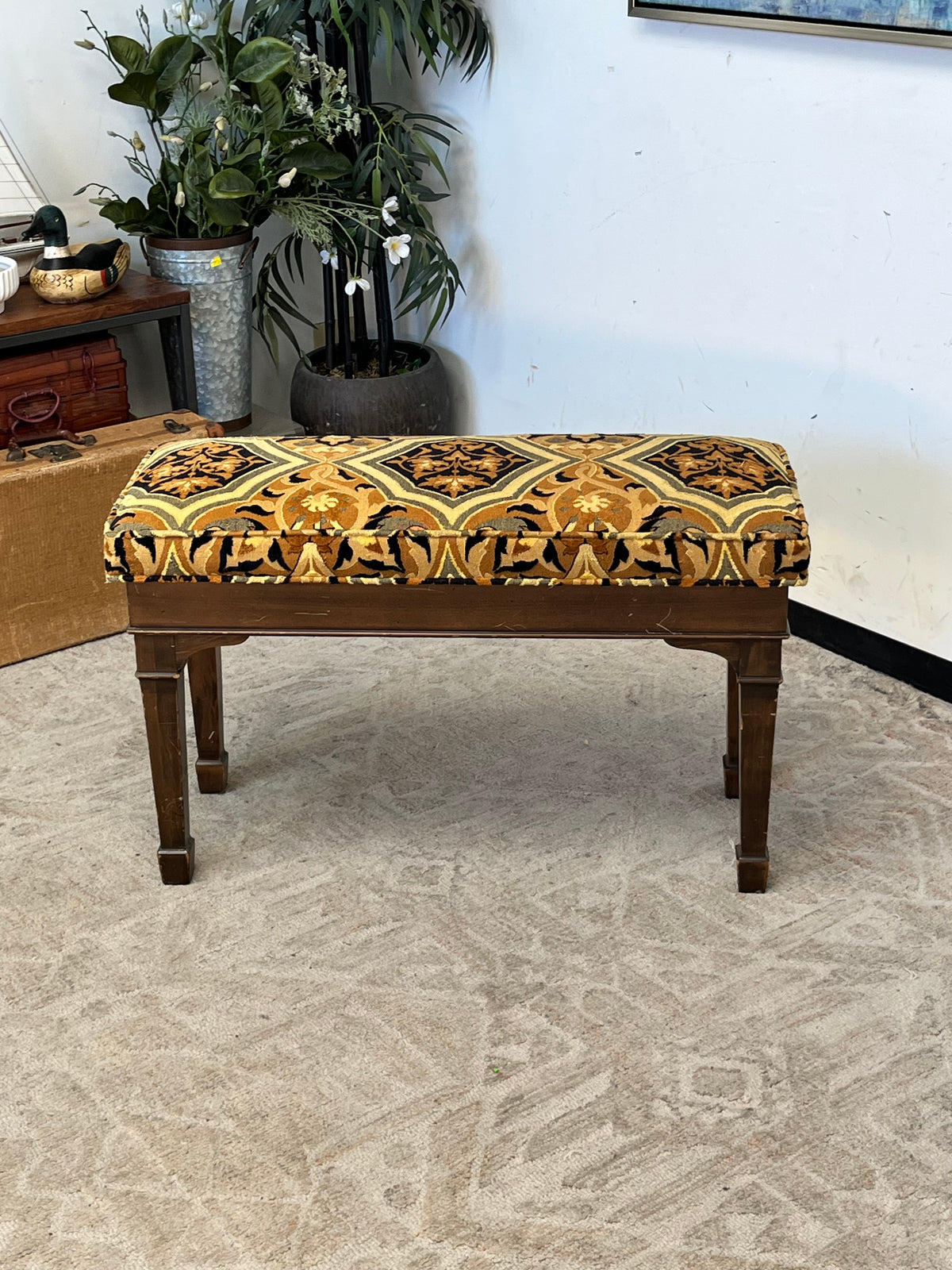 Vintage Tapestry Piano Bench