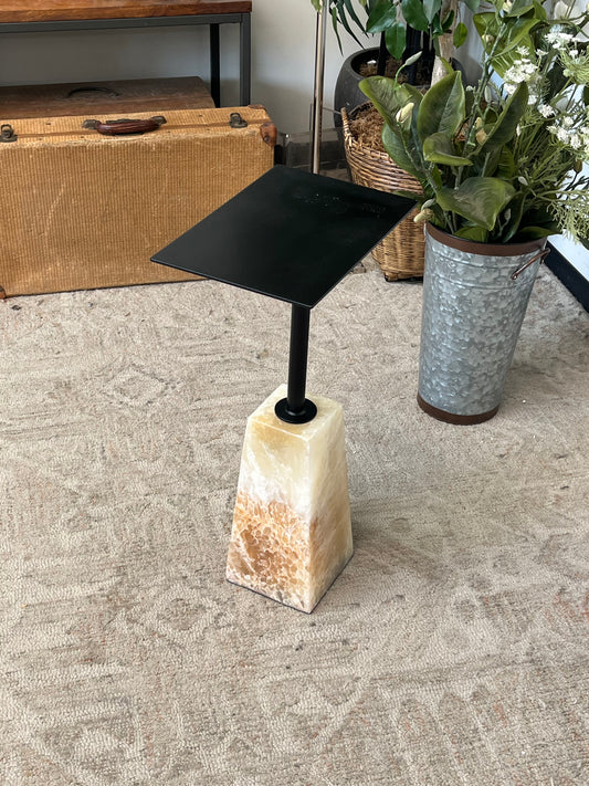 Modern Accent Table with Stone Base