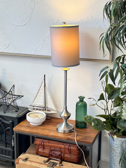 Modern Silver Tone Table Lamp