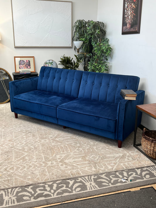 Dorel Funiture Mid Century Modern Foldable Blue Couch