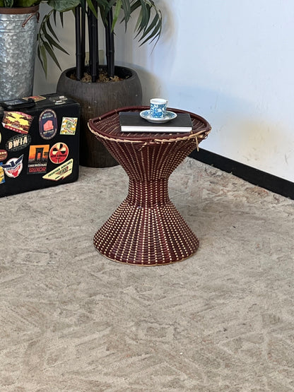 Woven Style Faux Rattan Hourglass Nightstand