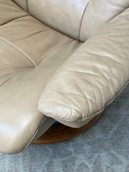 Ekornes Beige Leather Recliner Chair