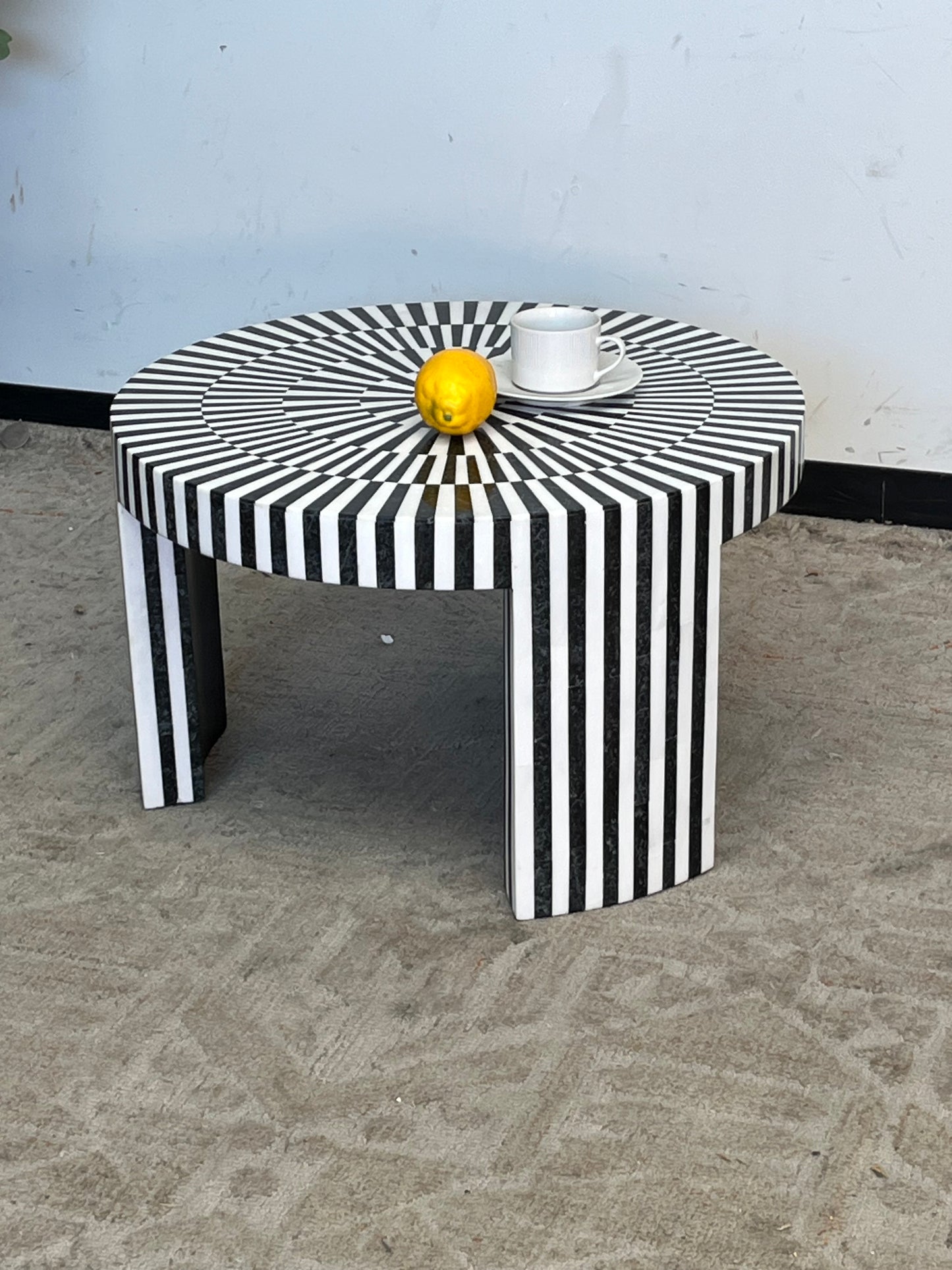 Round Striped Side Table