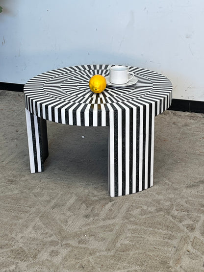 Round Striped Side Table