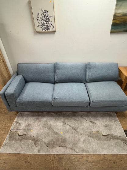 Benchmade Modern Right Arm Blue Linen Couch