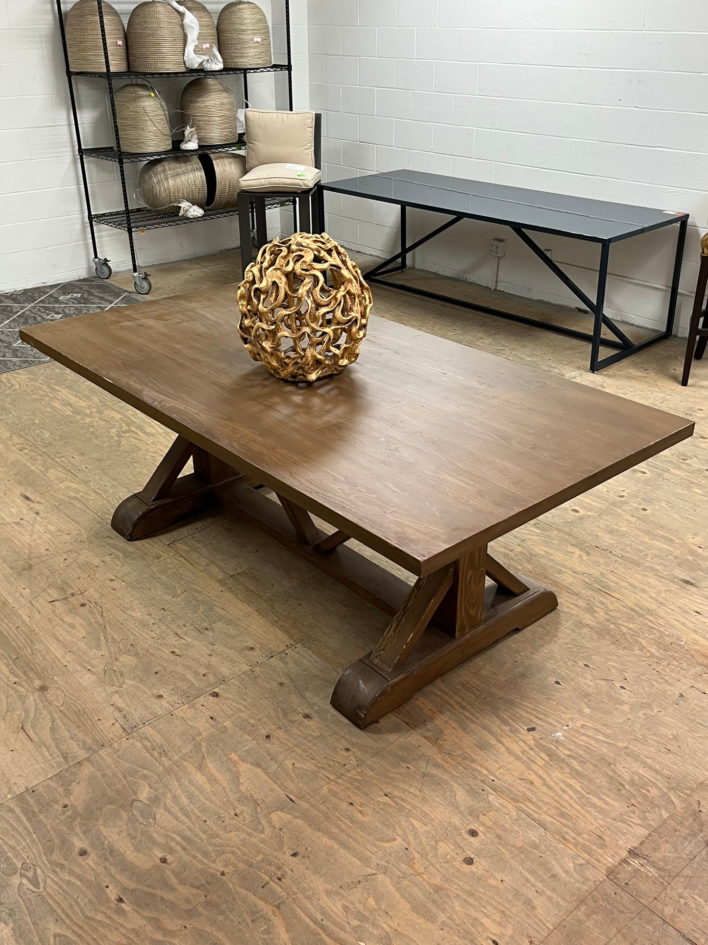 Farmhouse Style 84" Brown Dining Table