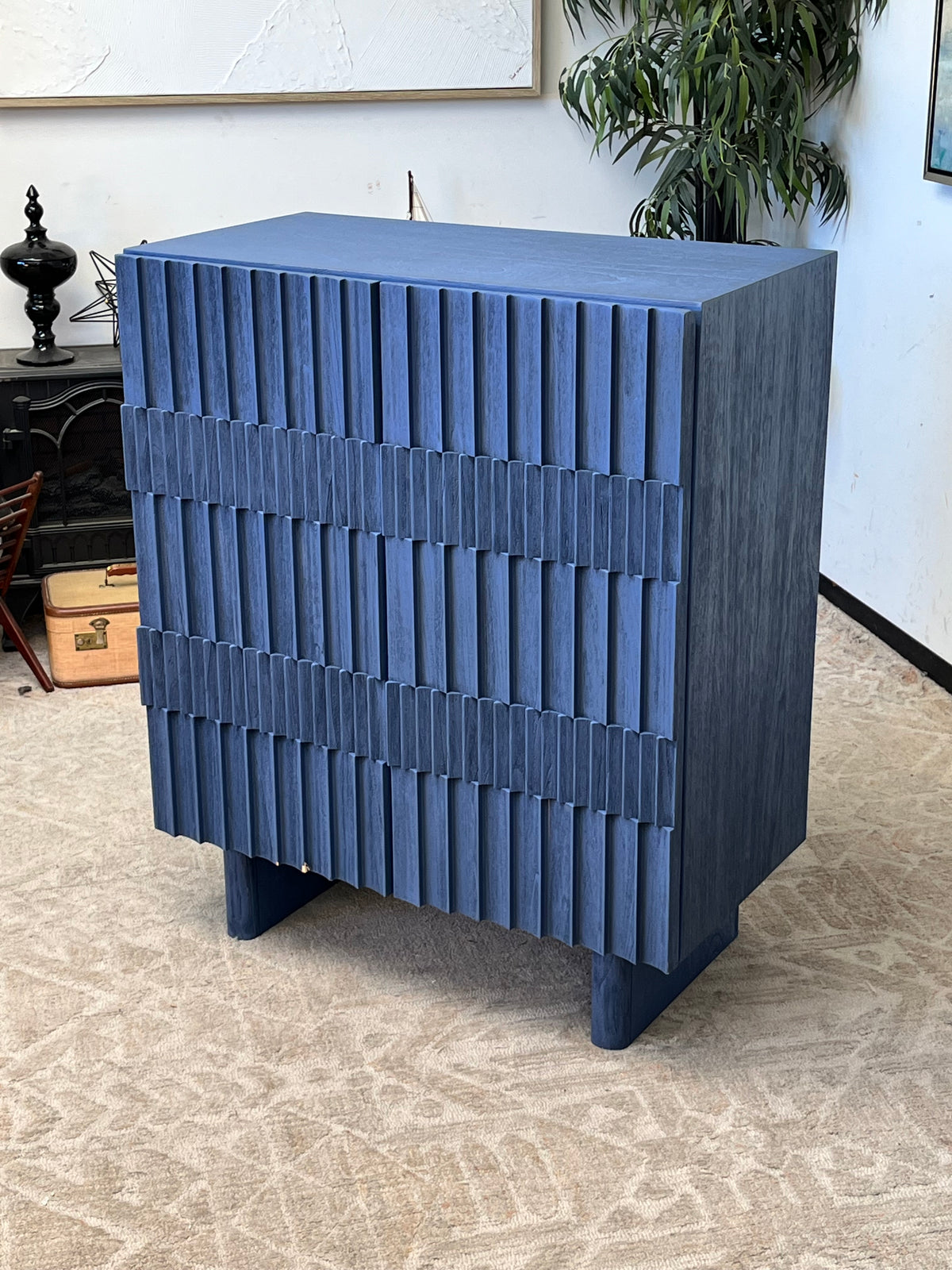 Mid Century Style Fluted Bar Cabinet