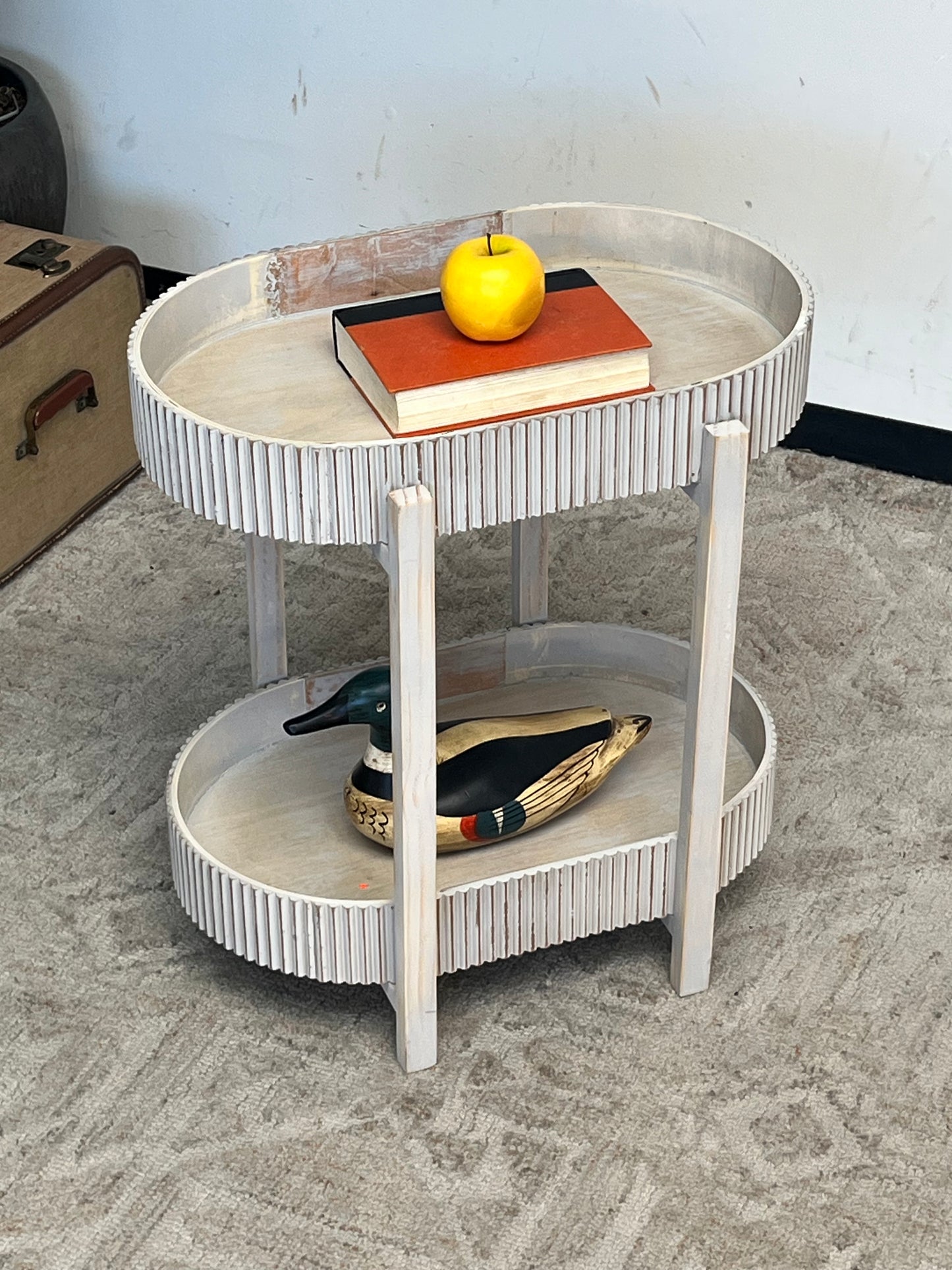 Modern Ribbed Oval Side Table