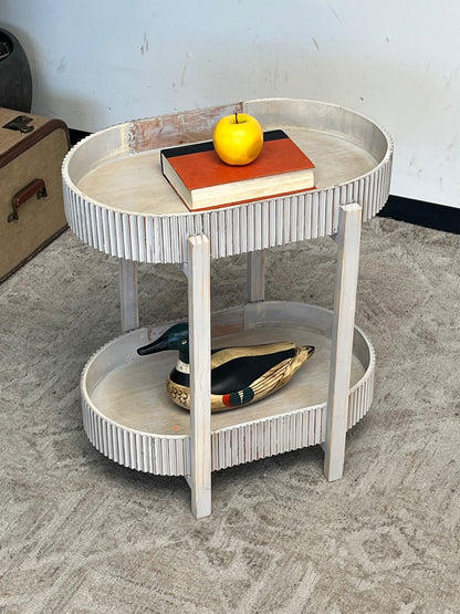 Modern Ribbed Oval Side Table
